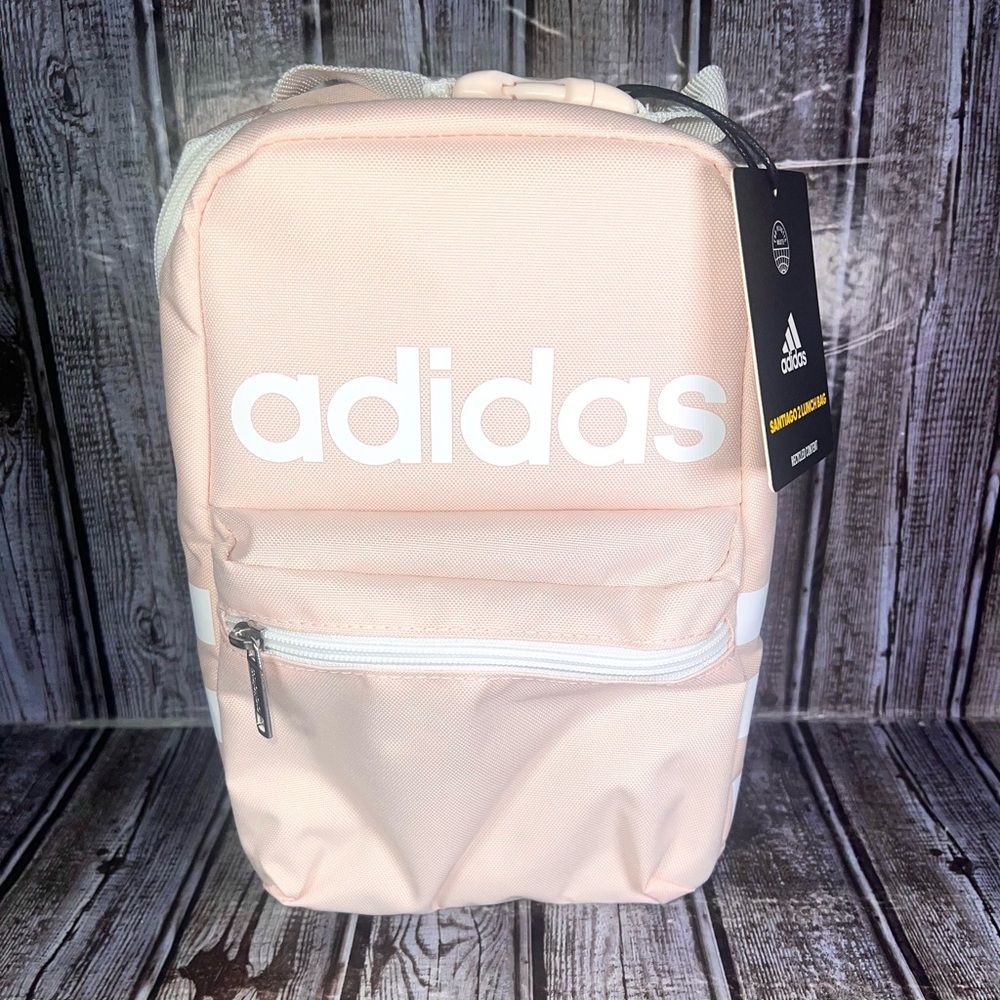 Adidas‎ Insulated Lunch Bag Front Zip Pocket, Clip Handle Light Pink School NEW!
